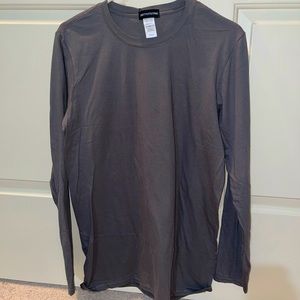 GREY PLAIN LONG SLEEVE TEE WITH BACK DESIGN